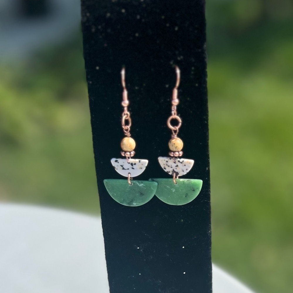 New - Boho Green Summer Earrings - Picture 2 of 3